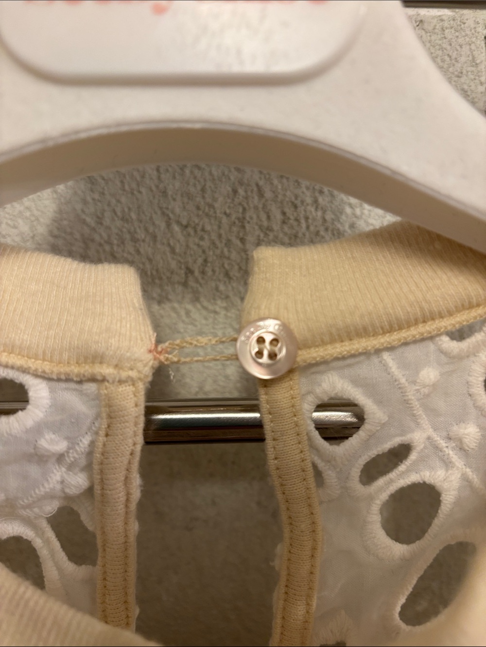 See By Chloe Cream Tank with White Eyelet Bib - Picture 4 of 6
